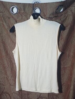 Giorgio Armani Cream Sleeveless Mock Neck Tank